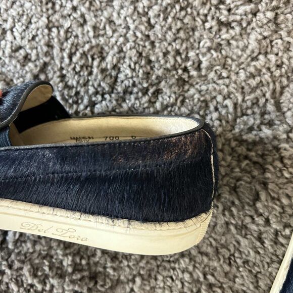 Del Toro Pony Hair Loafers Womens 6 Blue Slip On Comfort Shoe Handmade in Italy - Picture 8 of 12